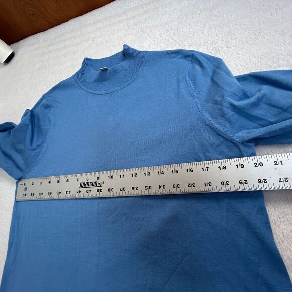 Pendleton Womens Blue Mock Neck Sweater Large Silk Blend Pullover Lightweight - Picture 8 of 9